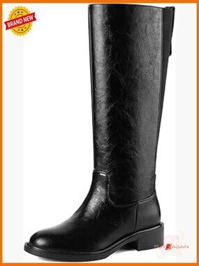 Knee High Riding Boots Chunky Low Heel Pull On Comfortable Women's Shoes